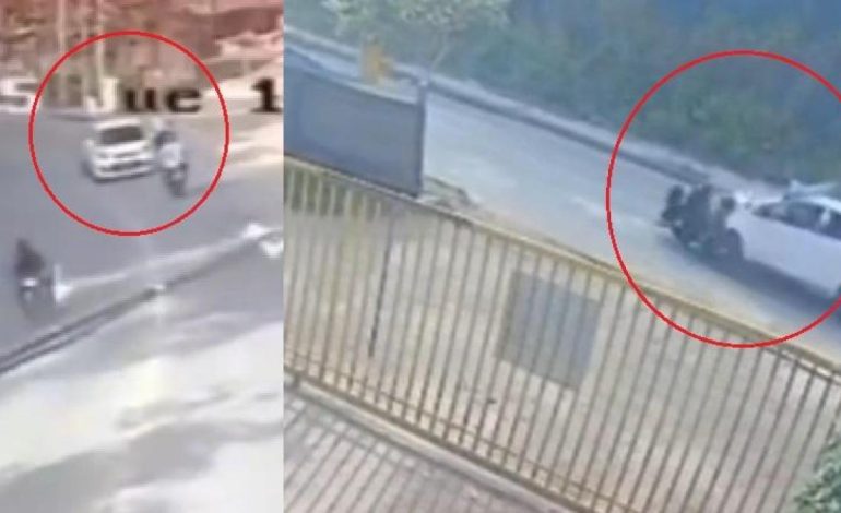 El motociclista voló al ser atropellado por un auto que invadió Lane