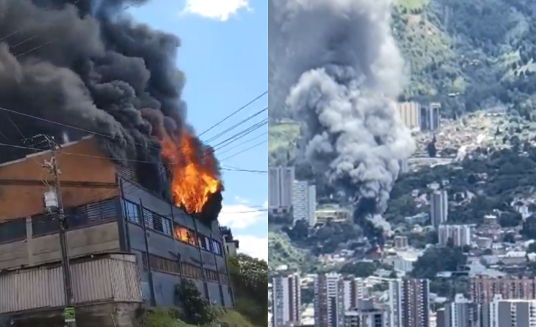 Los bomberos de cuatro municipios controlaron el fuego voraz en una fábrica de estrellas, Antioquia