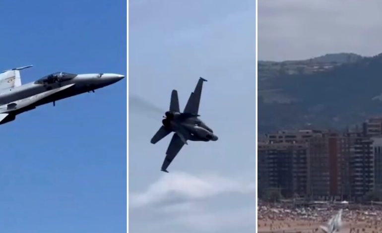  El repentino giro de este F -18 de la Fuerza Aérea dejó a Gijón sin palabras. Ahora sabemos exactamente por qué sucedió

 – En un click