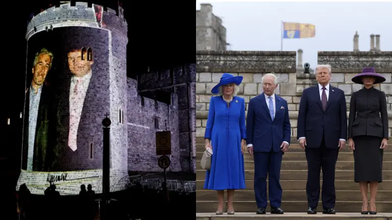  Las imágenes de Trump con Epstein se proyectan en Windsor Castle durante la visita al estado – 

 – En un click