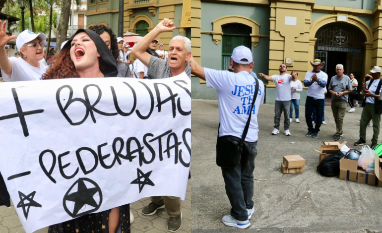 Luego de varios días de polémicas, con protestas y enfrentamientos verbales, se realizó en Medellín el primer día de la Feria de Brujería Comfama
– En un click