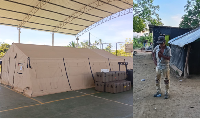 El director de la Ungrd se reunió desde una tienda de campaña con aire acondicionado, mientras las víctimas viven en refugios en medio del agua.

 – En un click