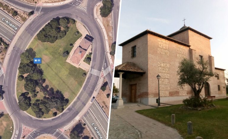  En Barajas hay una ermita barroca aislada en medio de una rotonda. La pregunta es ¿cómo diablos llegó allí?

 – En un click