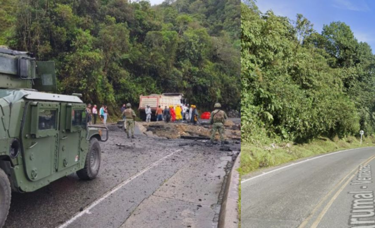 el antes y el después de la carretera que quedó destruida tras un ataque a la vía que conecta Medellín con la Costa; Piden más seguridad

 – En un click