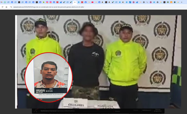  Recapturan al ‘Monstruo de Anapoima’, un día después de su fuga del penal de Jamundí; Su ausencia había sido detectada el Viernes Santo

 – En un click